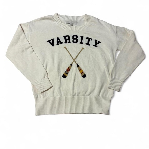 LOFT Cream Varsity Sweater - Picture 2 of 5